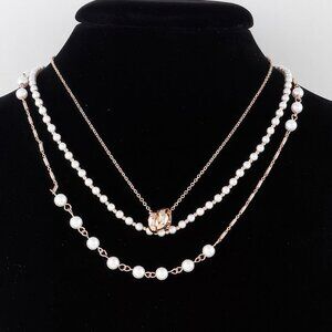 Triple Ring Beaded Necklace